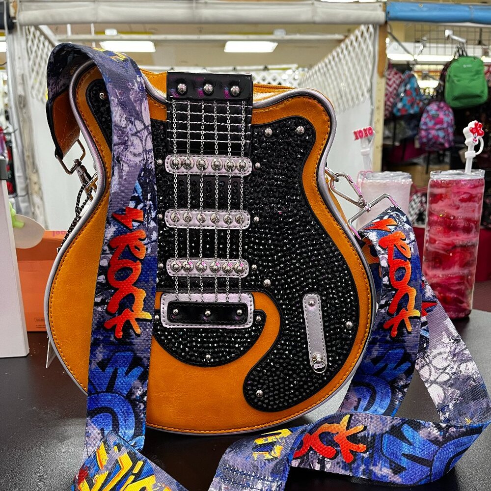 Guitar Purse Hand Rhinestoned
